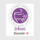 Taurus Bullロゴ〔占星術の〕十二宮図星印の特徴パープル シール (シート)