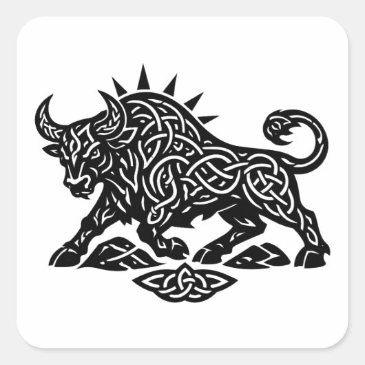 Taurus Bull Sigil — Earthbound Zodiac Inkwork スクエアシール (正面)