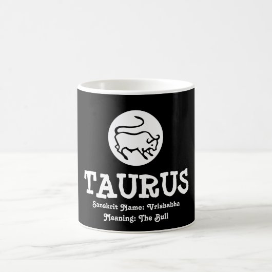 Taurus Bull Vrishabhaサンスクリット語白黒 コーヒーマグカップ (中央)