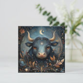 Taurus Bull Zodiac Astrology Celestial Birthday カード (スタンド正面)