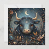 Taurus Bull Zodiac Astrology Celestial Birthday カード (正面)