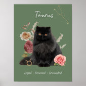Taurus Cat Art Print, Zodiac Cat Poster ポスター (正面)