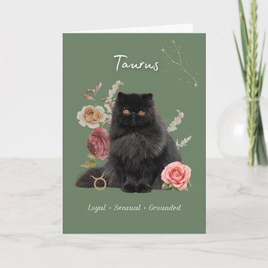 Taurus Cat Birthday Card カード (正面)