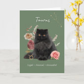 Taurus Cat Birthday Card カード (黄色い花)