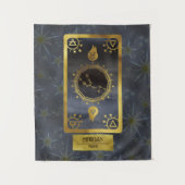 Taurus Dark〔占星術の〕十二宮図星占い：黒金ゴールド名 タペストリー (正面)