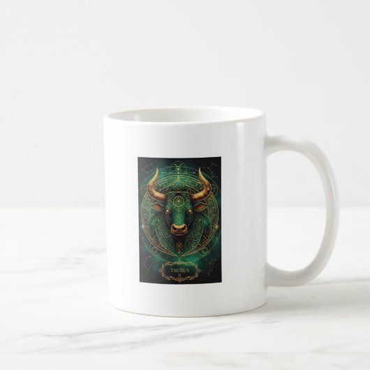 Taurus Emerald and Gold Astrology Coffee Cup コーヒーマグカップ (右)