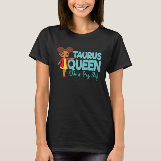 Taurus Girl Black Queen Black Women Afro Zodiac Tシャツ (正面)