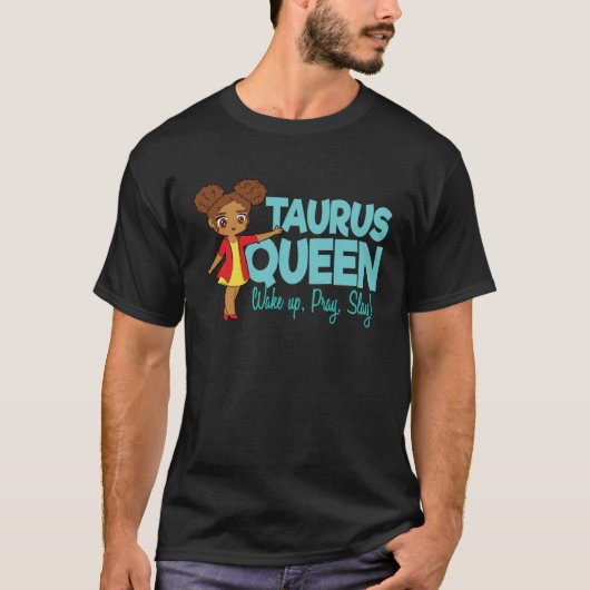 Taurus Girl Black Queen Black Women Afro Zodiac Tシャツ (正面)