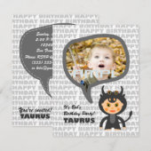 Taurus Kidsパーティの招待状と写真 招待状 (正面/裏面)