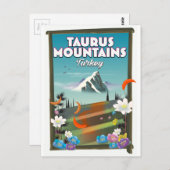 Taurus Mountainsトルコ旅行ポスター。 ポストカード (正面/裏面)