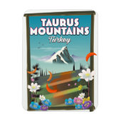 Taurus Mountainsトルコ旅行ポスター。 マグネット (縦)