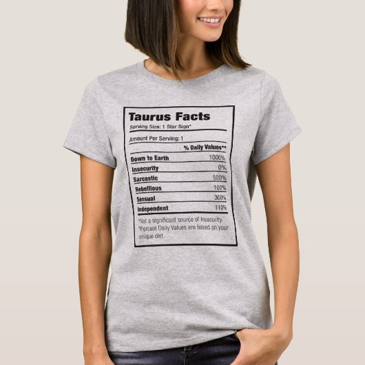 Taurus Nutrition Fact〔占星術の〕十二宮図Tシャツ Tシャツ (正面)