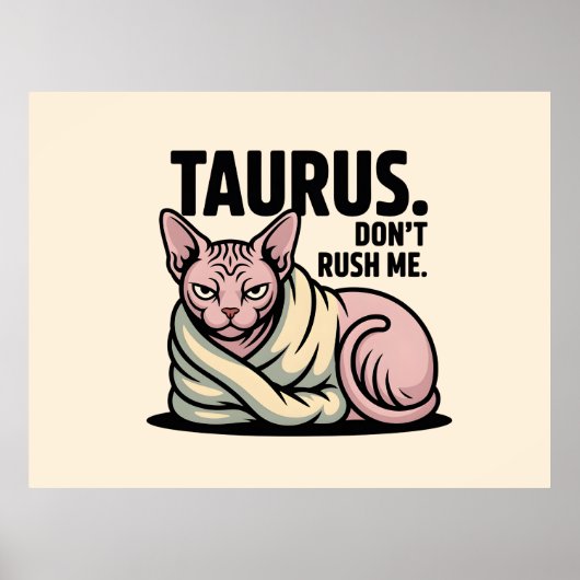 Taurus Sphynx Cat Zodiac Attitude Illustration ポスター (正面)