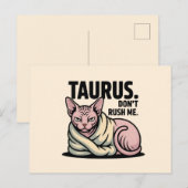 Taurus Sphynx Cat Zodiac Attitude Illustration ポストカード (正面/裏面)