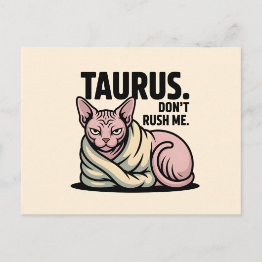 Taurus Sphynx Cat Zodiac Attitude Illustration ポストカード (正面)
