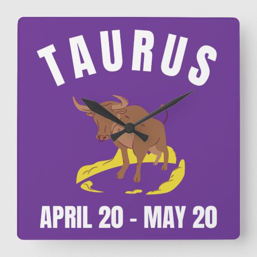 Taurus star sign スクエア壁時計 (正面)