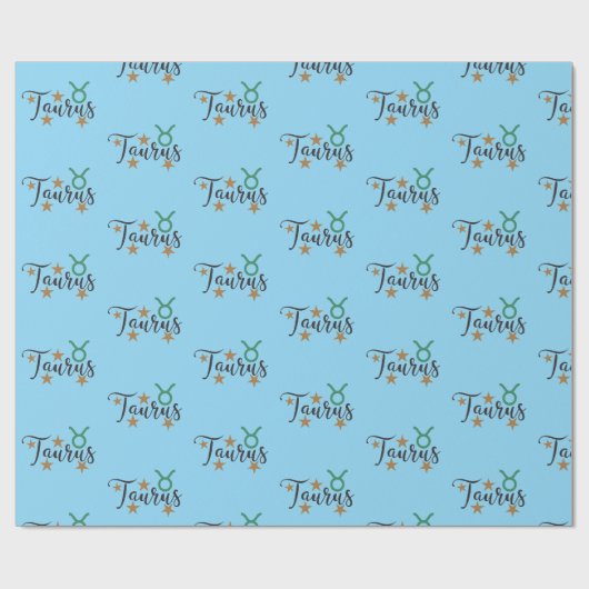 Taurus Star Sign Wrapping紙ブルー背景 ラッピングペーパー (フラット)