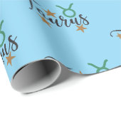 Taurus Star Sign Wrapping紙ブルー背景 ラッピングペーパー (ロールコーナー)