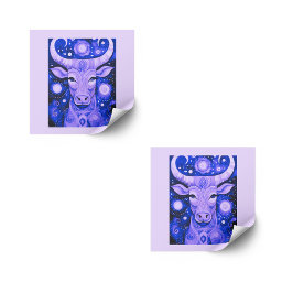 Taurus Stickers: Purple set of taurus sun stickers スクエアシール