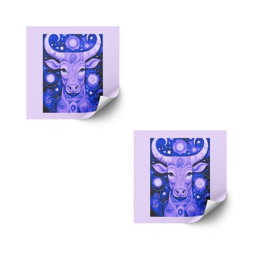 Taurus Stickers: Purple set of taurus sun stickers スクエアシール