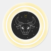 Taurus Symbol – Minimal Astrology Emblem ラウンドシール (正面)