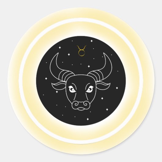 Taurus Symbol – Minimal Astrology Emblem ラウンドシール (正面)