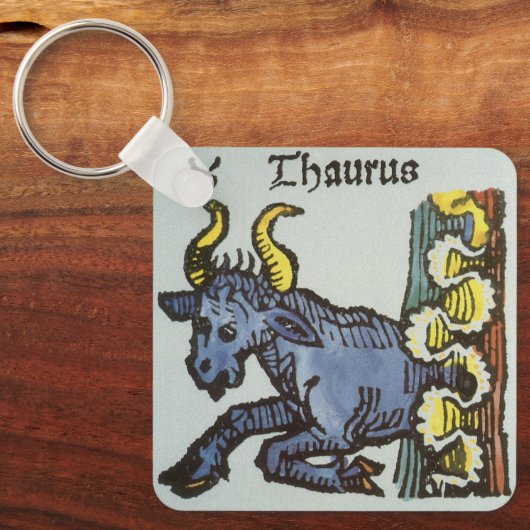 Taurus the Bull、ヴィンテージシンボルや象徴の〔占星術の〕十二宮図 キーホルダー (正面)