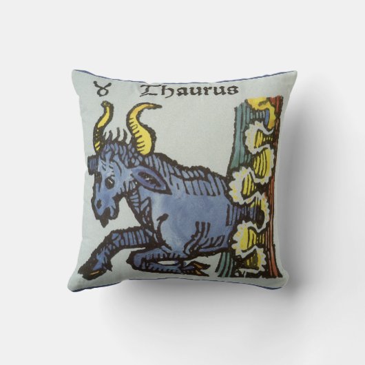 Taurus the Bull、ヴィンテージシンボルや象徴の〔占星術の〕十二宮図 クッション (裏面)