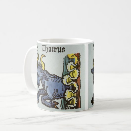 Taurus the Bull、ヴィンテージシンボルや象徴の〔占星術の〕十二宮図 コーヒーマグカップ (正面左)