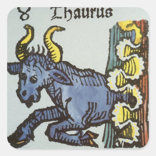 Taurus the Bull、ヴィンテージシンボルや象徴の〔占星術の〕十二宮図 スクエアシール (正面)