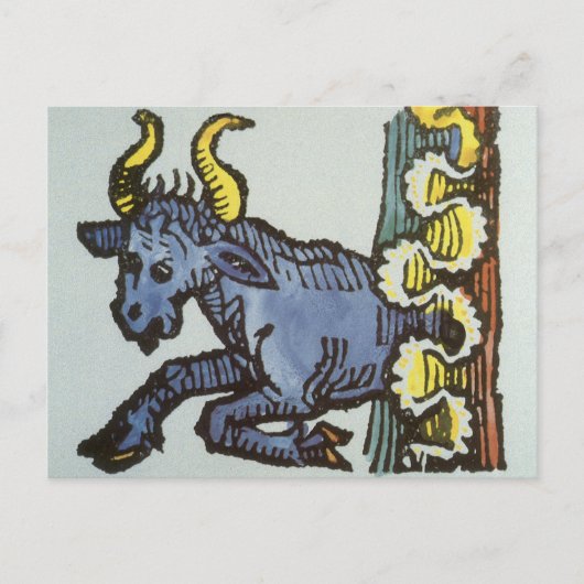 Taurus the Bull、ヴィンテージシンボルや象徴の〔占星術の〕十二宮図 ポストカード (正面)