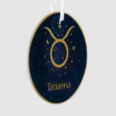 Taurus the Bull〔占星術の〕十二宮図シンボル金ゴールド パーソナライズされた オーナメント (正面)