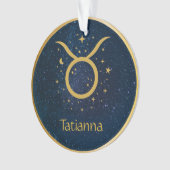 Taurus the Bull〔占星術の〕十二宮図シンボル金ゴールド パーソナライズされた オーナメント (正面)