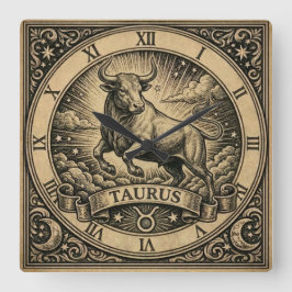 Taurus Vintage Zodiac Wall Clock スクエア壁時計