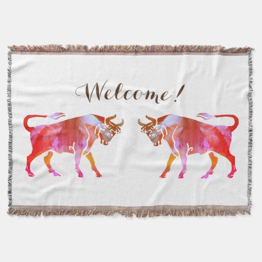 Taurus Water Color Sign Welcome スローブランケット (正面)