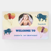 Taurus Watercolor 1st Birthday Photo Sign 横断幕 (横)