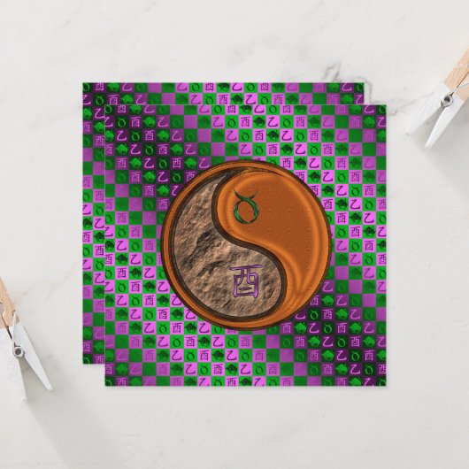 Taurus & Wood Rooster カード (正面/裏面インサイチュ)