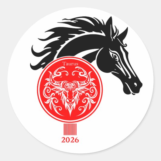Taurus x Year of the Horse 2026 ラウンドシール (正面)