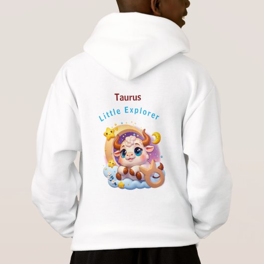 Taurus Young Explorer Zodiac Kids Hoodie Pullover (裏面)