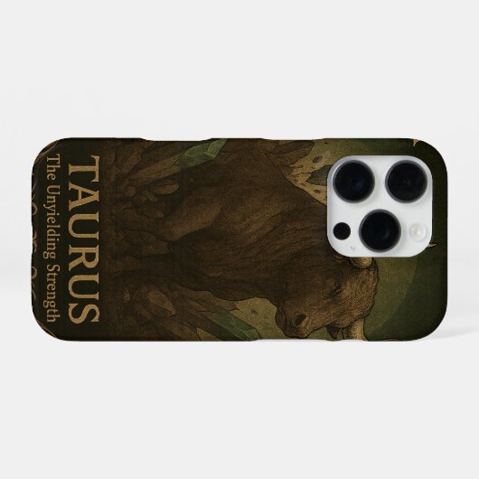 Taurus Zodiac Art – Celestial Bull of Strength iPhoneケース (裏面横)