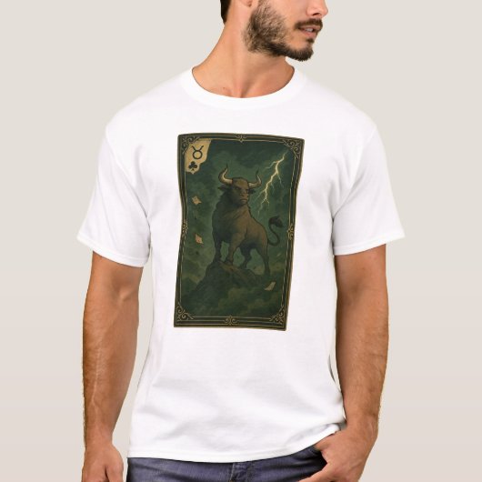 Taurus Zodiac Art – The Storm Bull Tシャツ (正面)