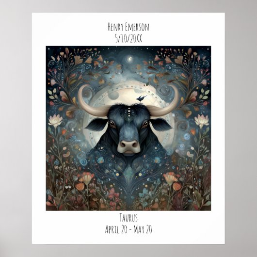 Taurus Zodiac Astrology Name & Birthday ポスター (正面)