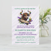 Taurus Zodiac Baby Shower Lavender and Green 招待状 (スタンド正面)