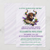 Taurus Zodiac Baby Shower Lavender and Green 招待状 (正面/裏面)