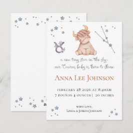 Taurus Zodiac Birth Announcement シーズンカード