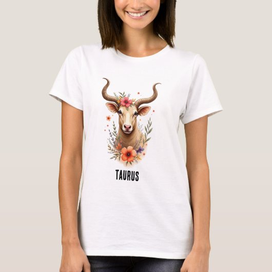 Taurus zodiac boho watercolor T-Shirt Tシャツ (正面)