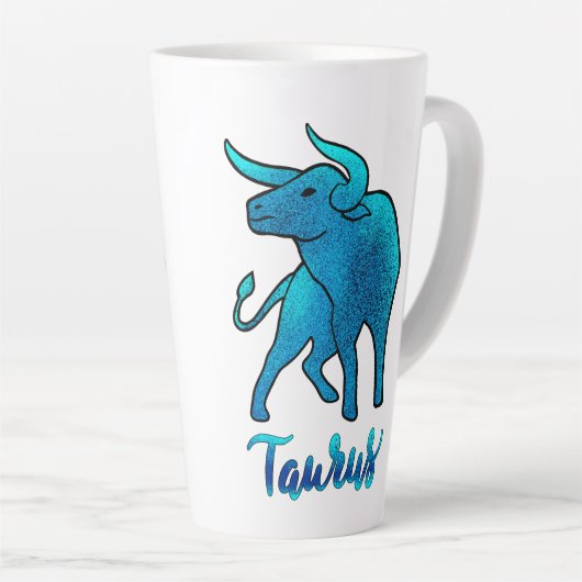 Taurus zodiac Bull blue glitter April 20-May 20 カフェラテマグ (右アングル)