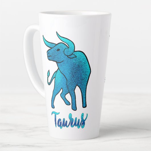 Taurus zodiac Bull blue glitter April 20-May 20 カフェラテマグ (左アングル)