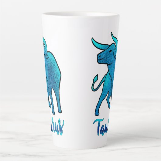 Taurus zodiac Bull blue glitter April 20-May 20 カフェラテマグ (正面)
