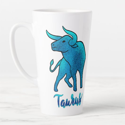 Taurus zodiac Bull blue glitter April 20-May 20 カフェラテマグ (左)